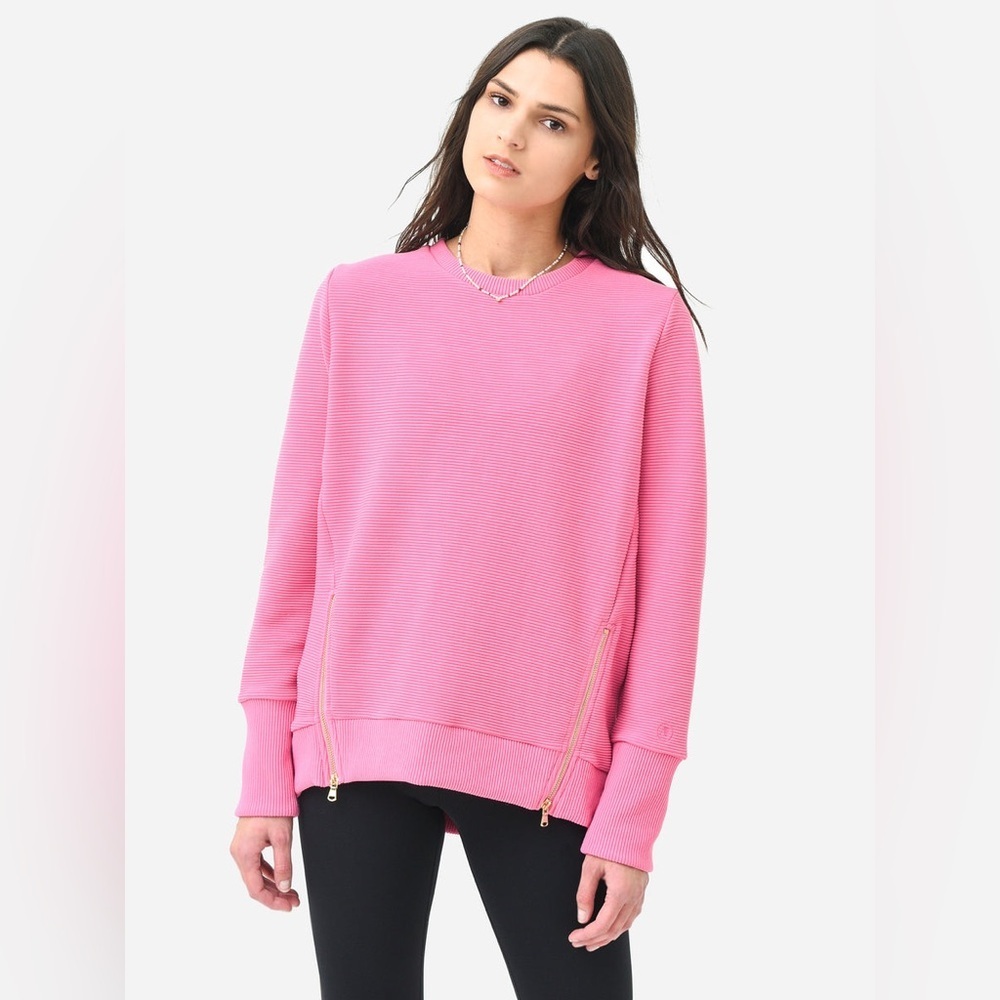 ADDISON BAY Women's The Everyday Crewneck Hot Pink Ribbed XS | Sold Out Online - Picture 3 of 10
